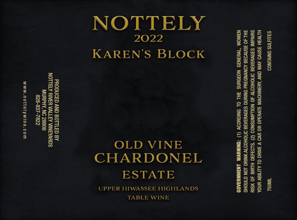 2022 Karen's Block Chardonell - Nottely Rive Valley Vineyards